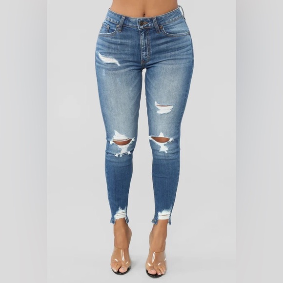 Fashion Nova Denim - Fashion Nova Distressed Skinny Stretch Fit Jeans
